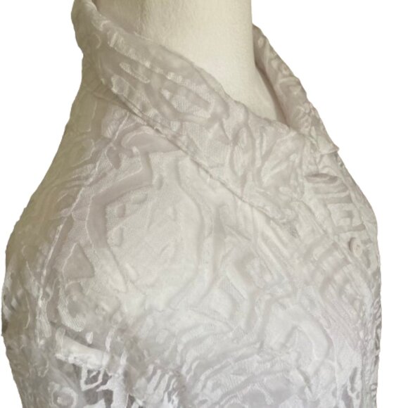 Ruby Rd. Plus Button Down White & Sheer Shirt Elegant Design Artistic, size 24W - Picture 2 of 12